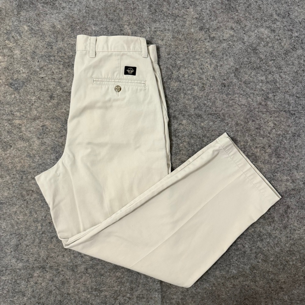 Vintage Dockers Mens 32x29 Pleated Front Chino Pants Khaki Tan Relaxed Fit
